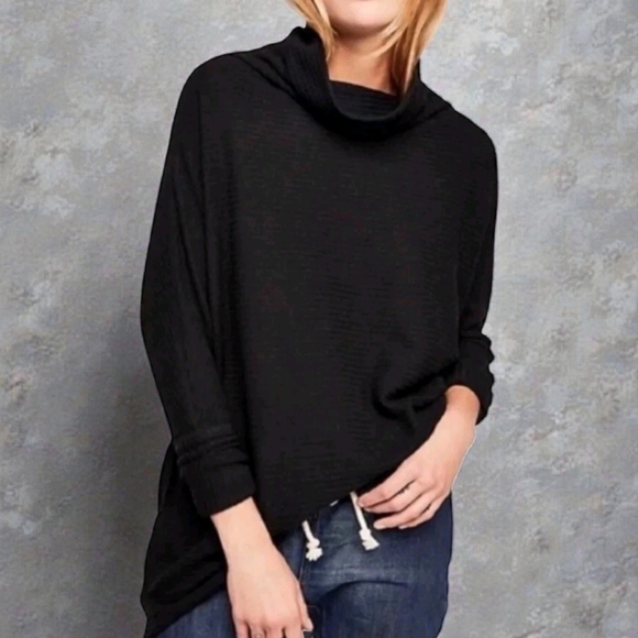We The Free Tops - We The Free Black Turtle Neck Waffle Knit Tunic